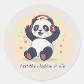 かわいい音楽パンダ ラウンドシール (正面)