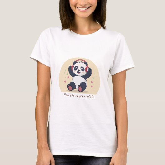 かわいい音楽パンダ Tシャツ (正面)