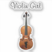 かわいい音楽的なバイオリンの女の子 シール (正面)