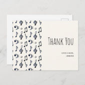かわいい音楽記号のパターン ありがとう ポストカード (正面/裏面)