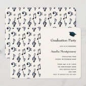 かわいい音符の模様 卒業 招待状 (正面/裏面)