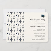 かわいい音符の模様 卒業 招待状 (正面)