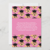 かわいい頭が切れるクッキー卒業パーティー漫画ピンク 招待状 (裏面)