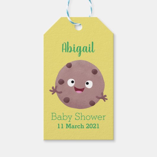 かわいい頭が切れるチョコレートチップクッキー漫画 ギフトタグ (正面)