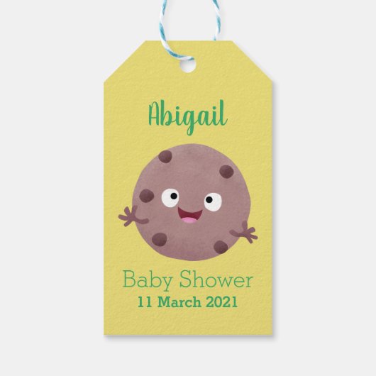 かわいい頭が切れるチョコレートチップクッキー漫画 ギフトタグ (裏面)