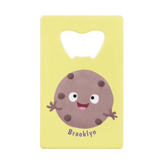 かわいい頭が切れるチョコレートチップクッキー漫画 クレジットカード栓抜き (正面)