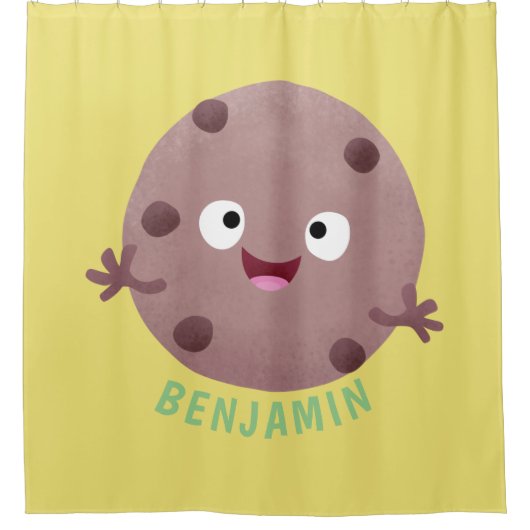 かわいい頭が切れるチョコレートチップクッキー漫画 シャワーカーテン (正面)