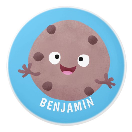 かわいい頭が切れるチョコレートチップクッキー漫画 セラミックノブ (正面)