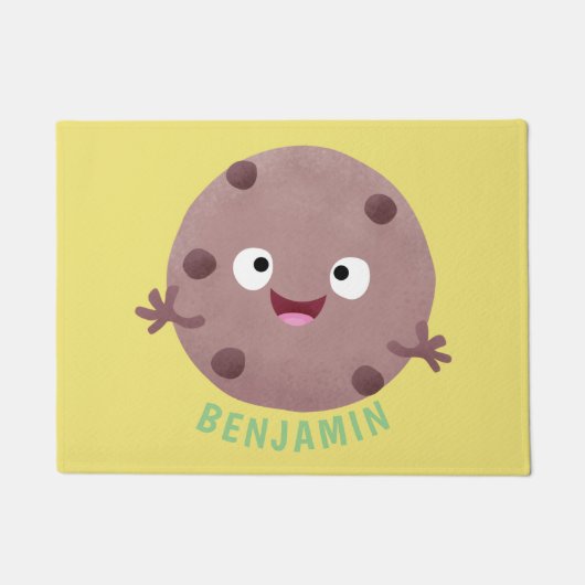 かわいい頭が切れるチョコレートチップクッキー漫画 ドアマット (正面)