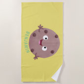 かわいい頭が切れるチョコレートチップクッキー漫画 ビーチタオル (正面)