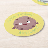 かわいい頭が切れるチョコレートチップクッキー漫画 ラウンドペーパーコースター (アングル)