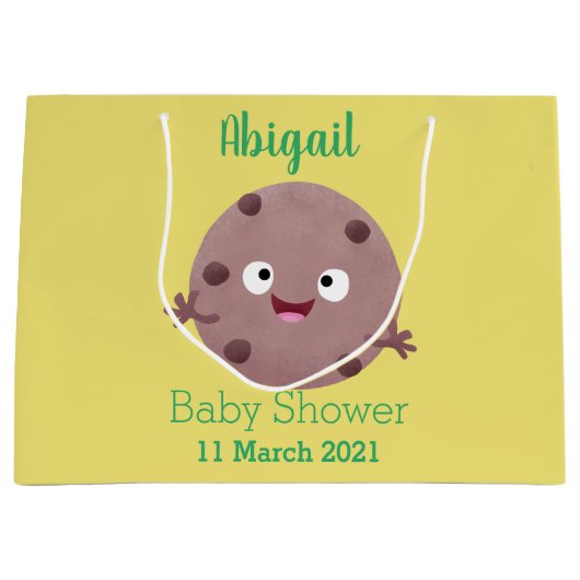 かわいい頭が切れるチョコレートチップクッキー漫画 ラージペーパーバッグ (正面)