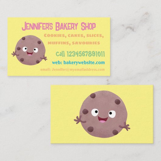 かわいい頭が切れるチョコレートチップクッキー漫画 名刺 (正面/裏面)