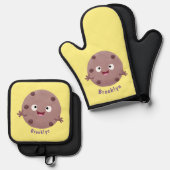 かわいい頭が切れるチョコレートチップクッキー漫画 鍋つかみ&鍋敷きセット (正面/裏面)