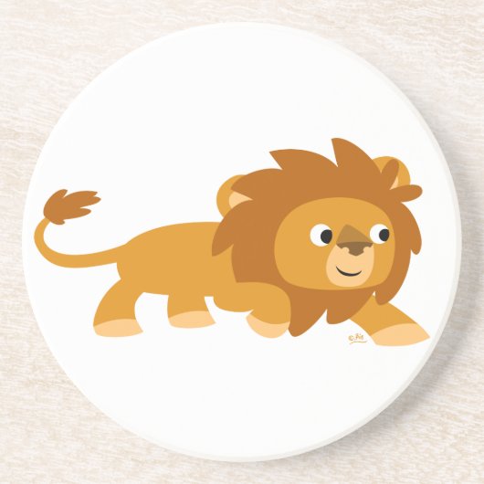 かわいい頭が切れるマンガのライオンのコースター コースター (正面)