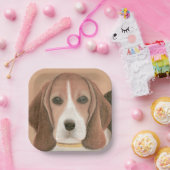 かわいい頭が切れる犬。パステル紙プレート ペーパープレート (パーティー)