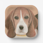 かわいい頭が切れる犬。パステル紙プレート ペーパープレート (正面)