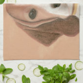 かわいい頭が切れる犬。パステル キッチンタオル (折り畳み)