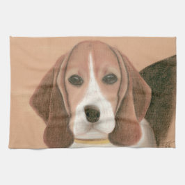 かわいい頭が切れる犬。パステル キッチンタオル