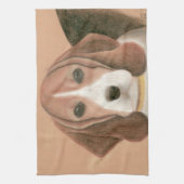 かわいい頭が切れる犬。パステル キッチンタオル (縦)