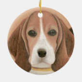 かわいい頭が切れる犬。パステル セラミックオーナメント (裏面)