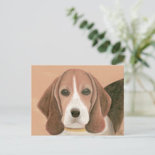 かわいい頭が切れる犬。パステル ポストカード (スタンド正面)