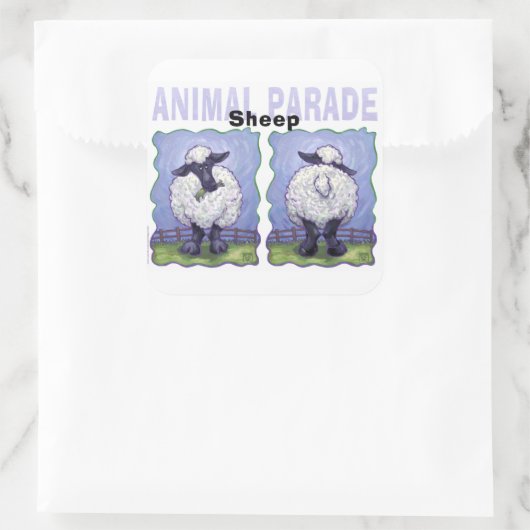 かわいい頭と尾の羊 スクエアシール (バッグ)