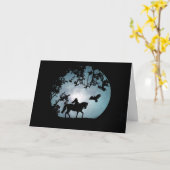 かわいい頭のない騎手のハロウィンの挨拶状 カード (黄色い花)