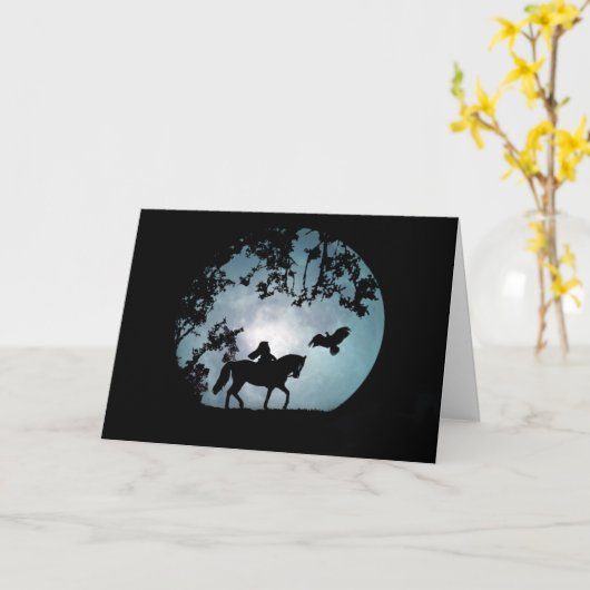 かわいい頭のない騎手のハロウィンの挨拶状 カード (黄色い花)