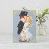 かわいい額の新郎新婦 招待状 (スタンド正面)