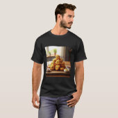 かわいい顔のチキンナゲット 楽しい Tシャツ (正面フル)