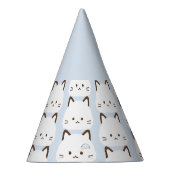 かわいい顔の猫とパステルブルーの背景 パーティーハット (右)