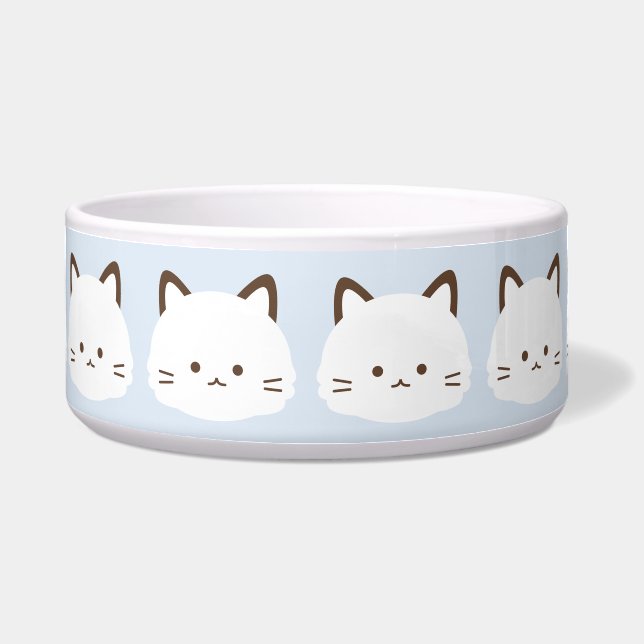 かわいい顔の猫とパステルブルーの背景 ボウル (正面)