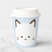 かわいい顔の猫とパステルブルーの背景 紙コップ (正面)