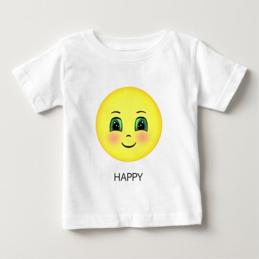 かわいい顔の絵文字 ベビーTシャツ (正面)