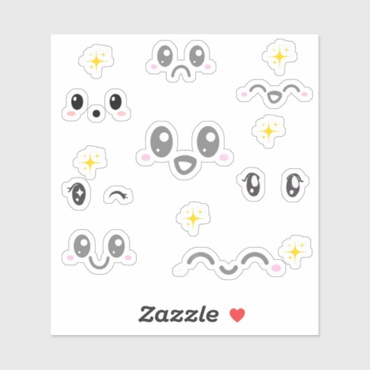 かわいい顔の表情ステッカー シール (シート)