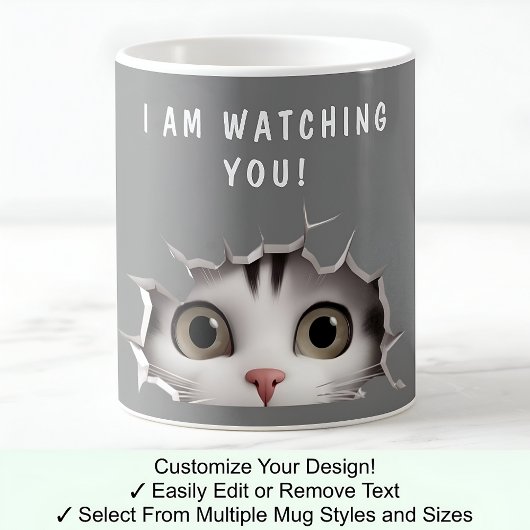 かわいい顔をのぞかせる猫 グレー コーヒーマグカップ