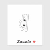 かわいい顔をのぞかせる白猫のイラスト シール (シート)