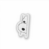 かわいい顔をのぞかせる白猫のイラスト シール (正面)