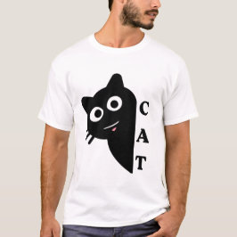 かわいい顔をのぞかせる黒猫Tシャツ Tシャツ