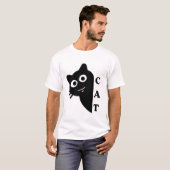 かわいい顔をのぞかせる黒猫Tシャツ Tシャツ (正面フル)