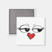 かわいい顔ハート唇とまつげ マグネット (正面/裏面)