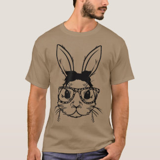 かわいい顔バニーラビットメガネ女性ガールハッピーエア Tシャツ