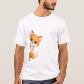 かわいい顔出しキツネ グラフィックTシャツ Tシャツ (正面)