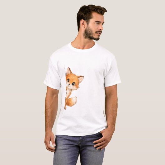 かわいい顔出しキツネ グラフィックTシャツ Tシャツ (正面フル)