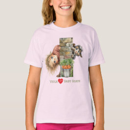 かわいい顔出し少女とヤギのTシャツ Tシャツ