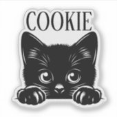 かわいい顔出し猫のカスタムデザイン シール (正面)