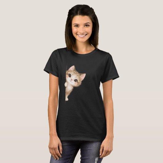 かわいい顔出し猫グラフィックTシャツ Tシャツ (正面フル)