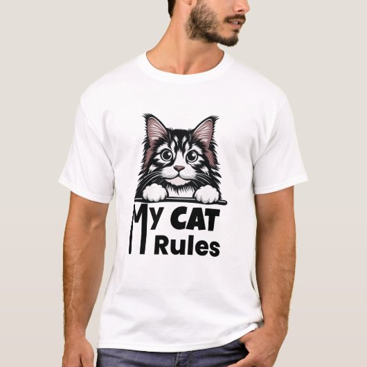 かわいい顔出し猫Tシャツ ねこ好きさんへのギフト Tシャツ (正面)