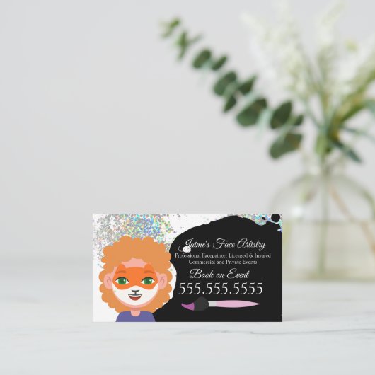かわいい顔絵画ズフェイスペインターピエロ 名刺 (スタンド正面)